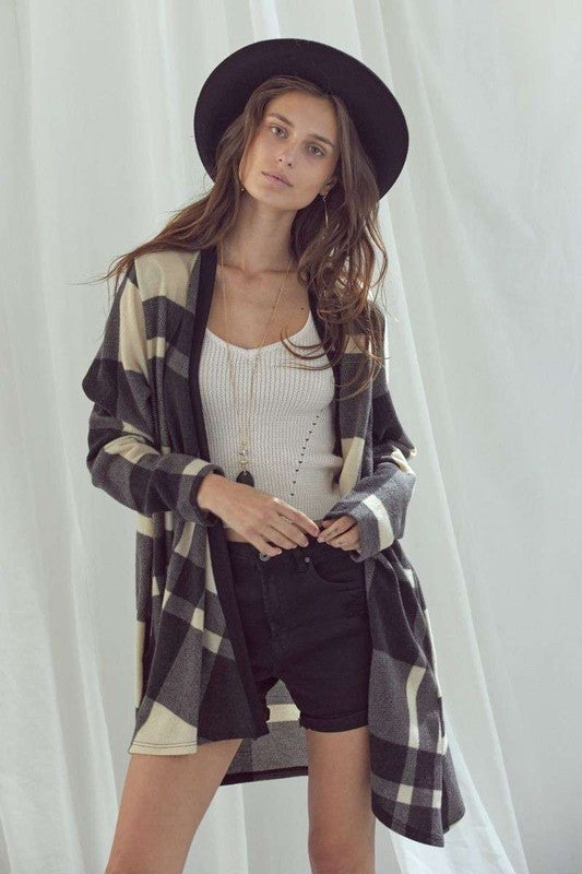 CHECKER PRINT CARDIGAN