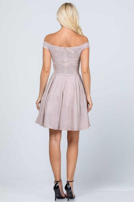 Off the shoulder skater dress jaquard