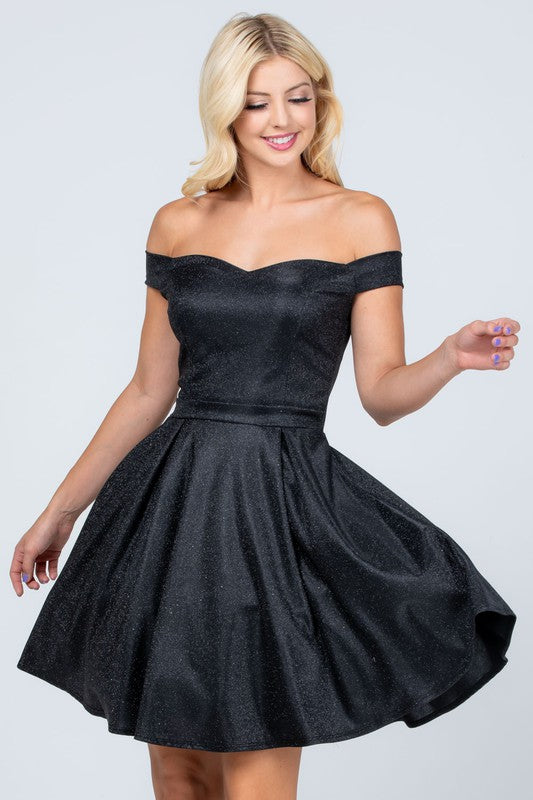 Off the shoulder skater dress jaquard