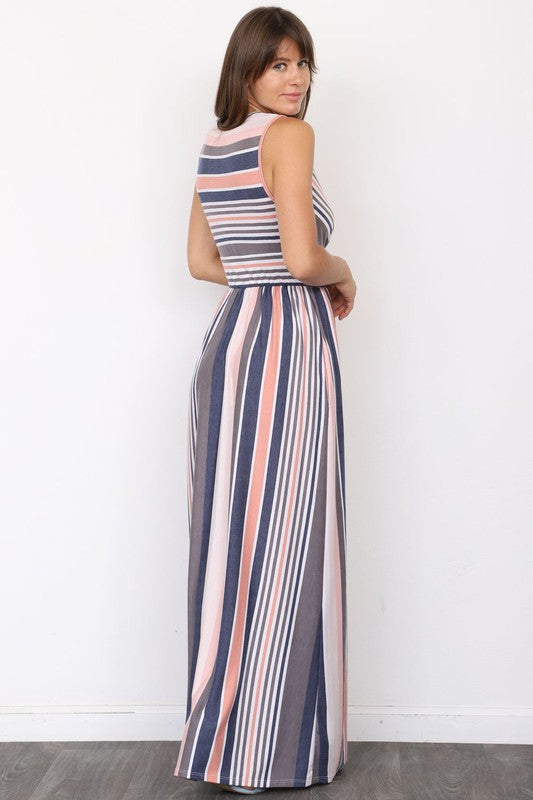 Surplice Stripe Maxi Dress