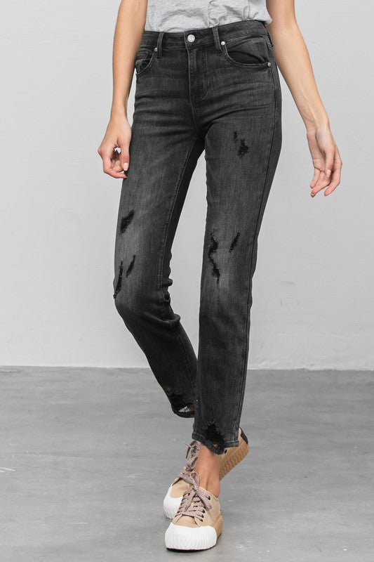 MID-RISE ANKLE STRAIGHT JEANS