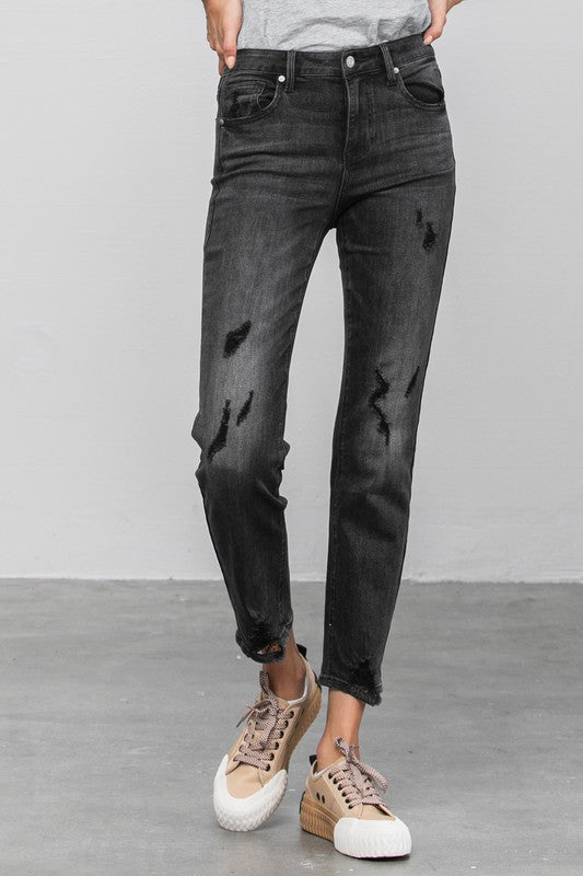 MID-RISE ANKLE STRAIGHT JEANS