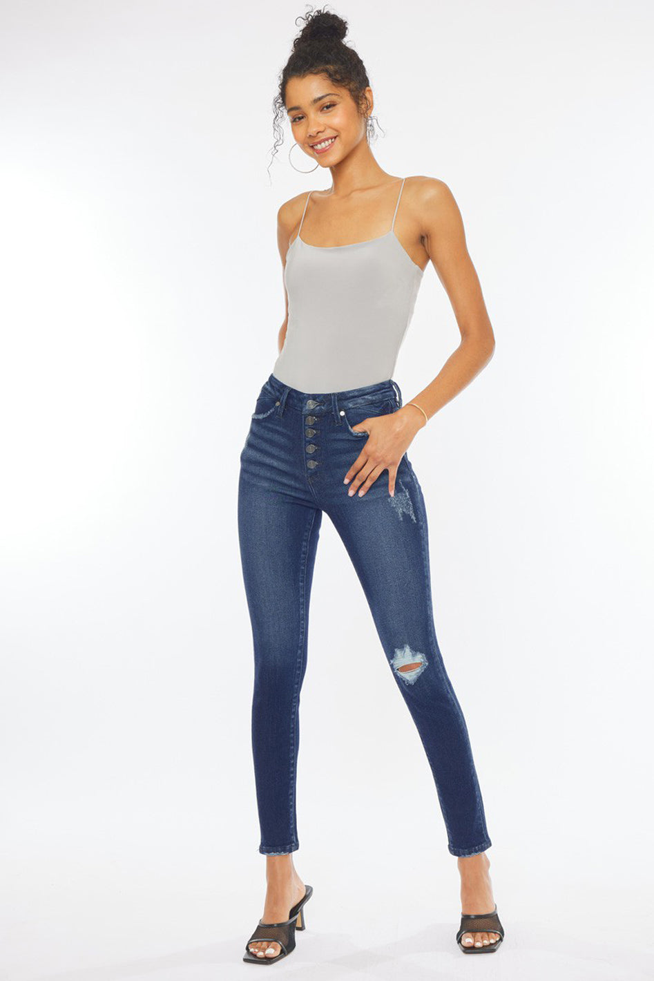 High Rise Piecing Detail Super Skinny Jeans - Azoroh