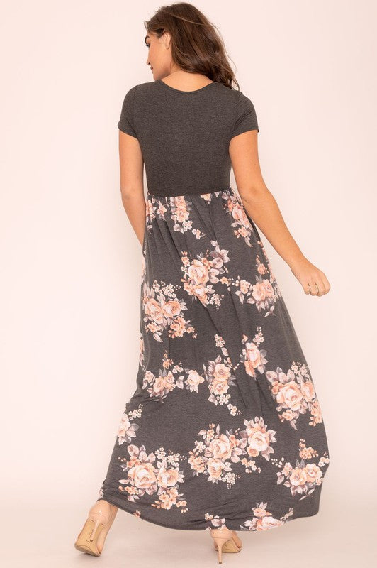 Short Sleeve Floral Maxi Dress