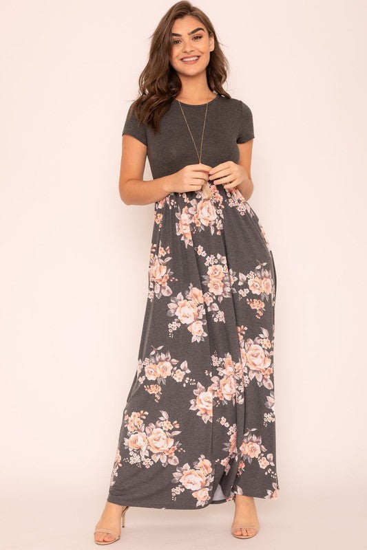 Short Sleeve Floral Maxi Dress