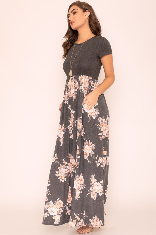 Short Sleeve Floral Maxi Dress