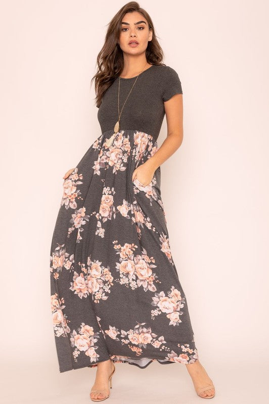 Short Sleeve Floral Maxi Dress