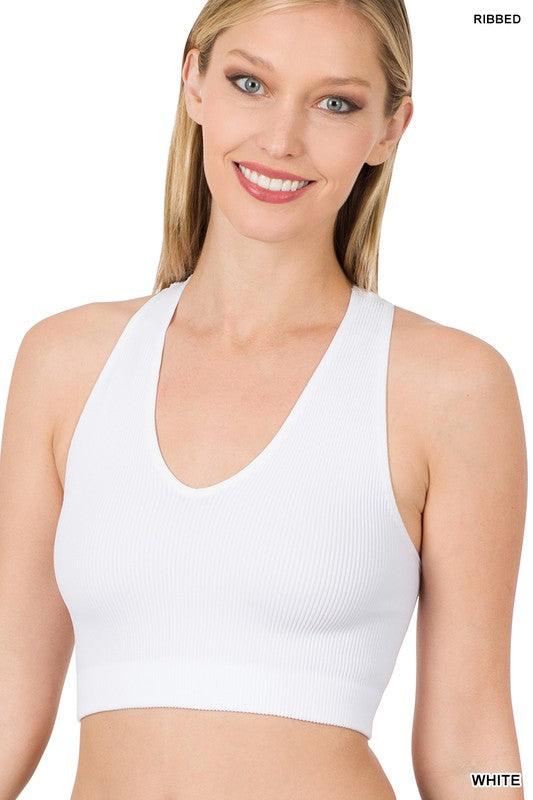 Ribbed Cropped Racerback Tank Top - Azoroh