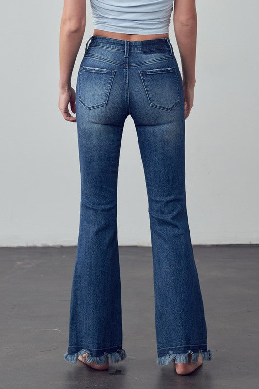 Frayed Hem Flare Jeans