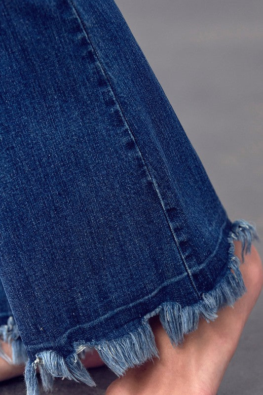 Frayed Hem Flare Jeans