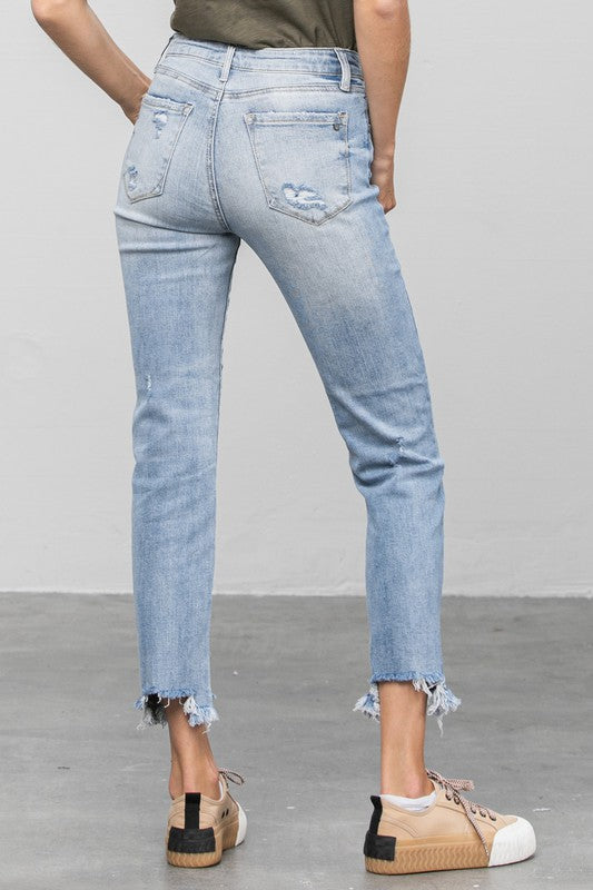 MID WAIST STRAIGHT JEANS