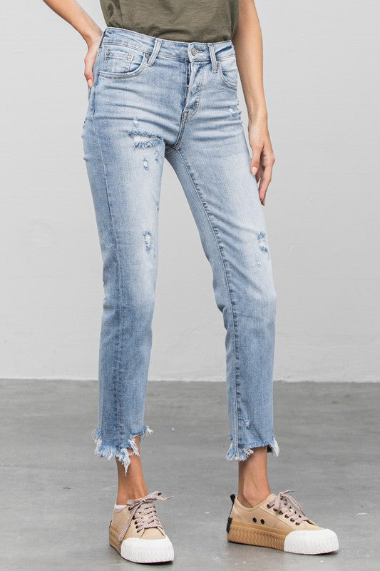 MID WAIST STRAIGHT JEANS