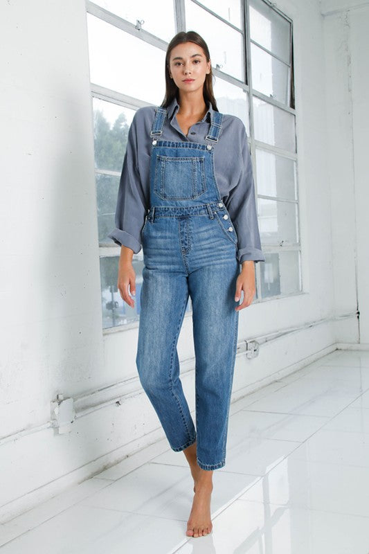 Pocket Detail Denim Overall Jumpsuit