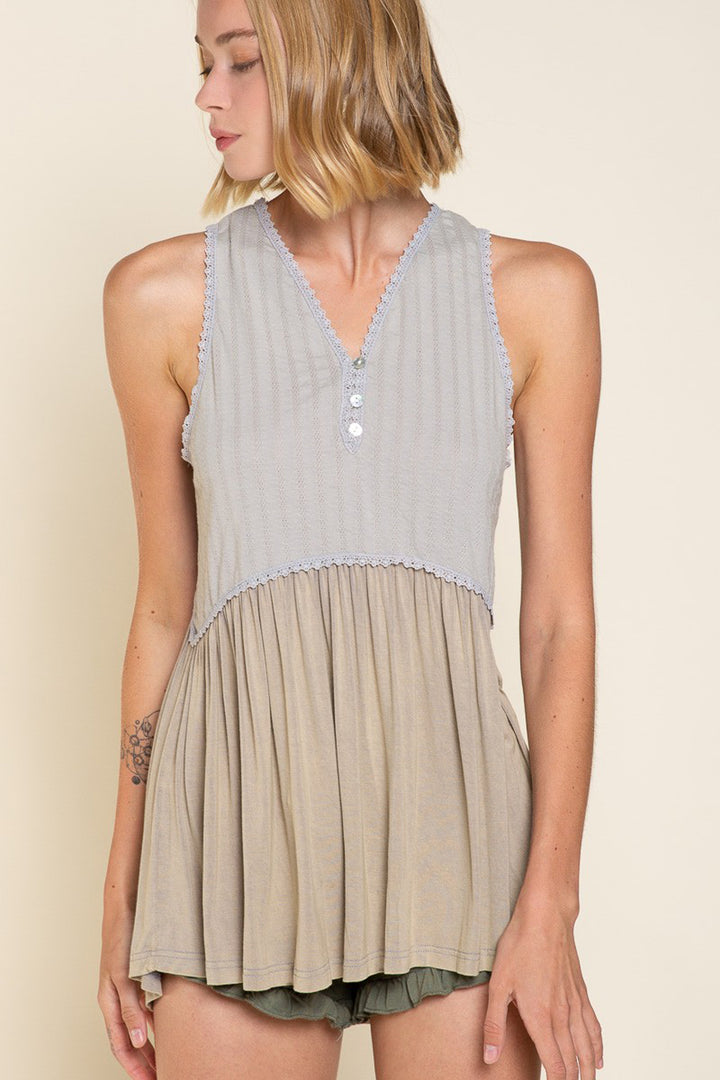 Simple But Unique Babydoll Knit Tank Top - Azoroh