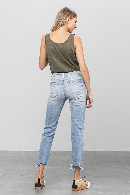 MID WAIST STRAIGHT JEANS