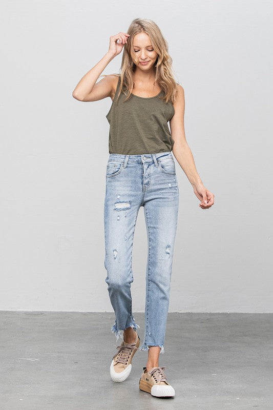 MID WAIST STRAIGHT JEANS