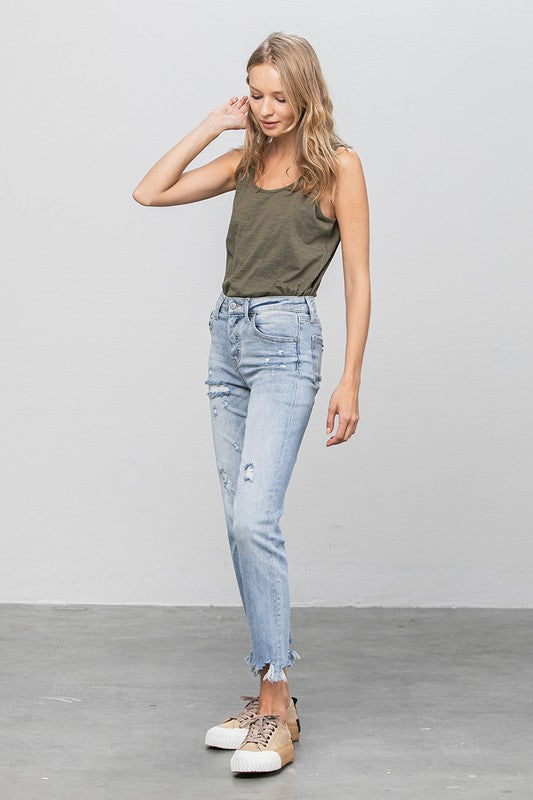 MID WAIST STRAIGHT JEANS