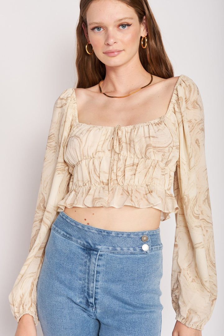 Long Sleeve With Ruched Detail Crop Top - Azoroh