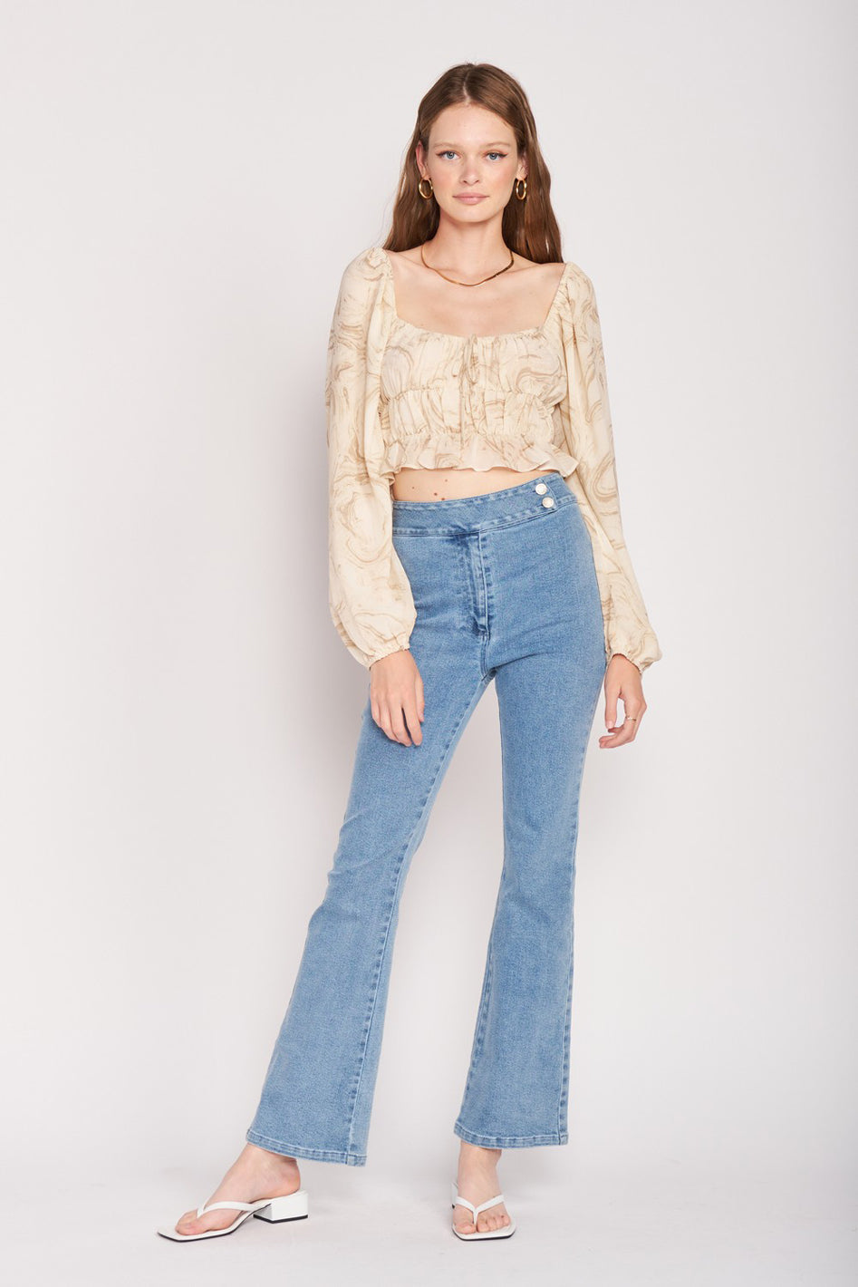 Long Sleeve With Ruched Detail Crop Top - Azoroh