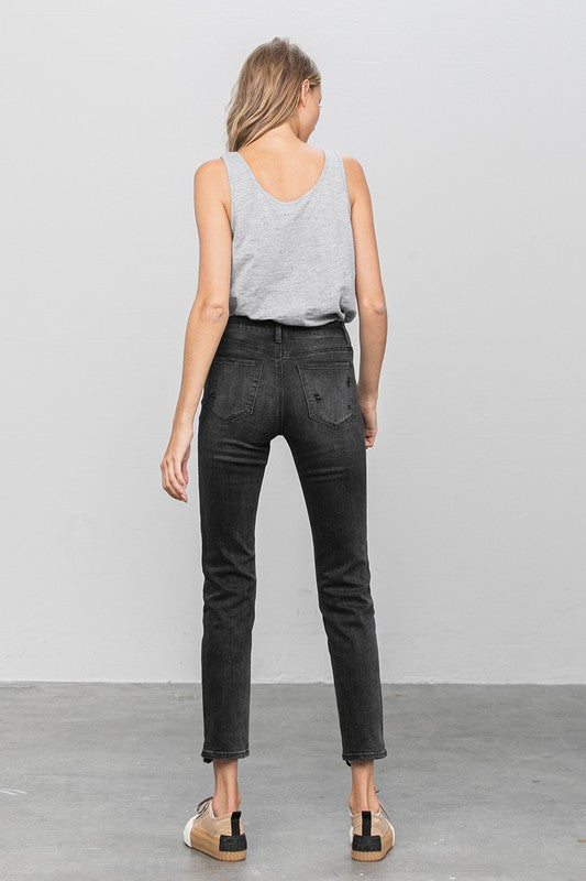 MID-RISE ANKLE STRAIGHT JEANS