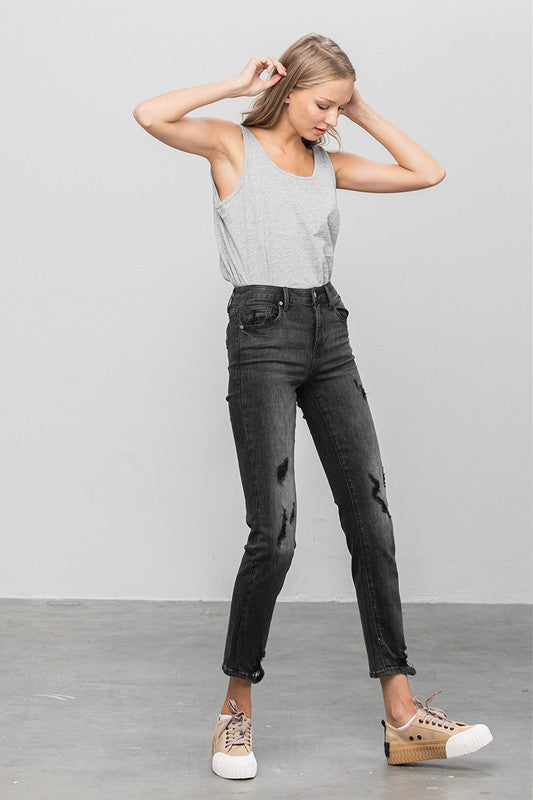 MID-RISE ANKLE STRAIGHT JEANS