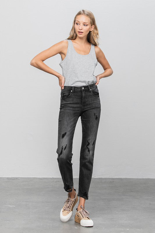 MID-RISE ANKLE STRAIGHT JEANS