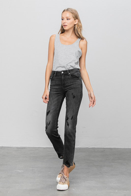 MID-RISE ANKLE STRAIGHT JEANS