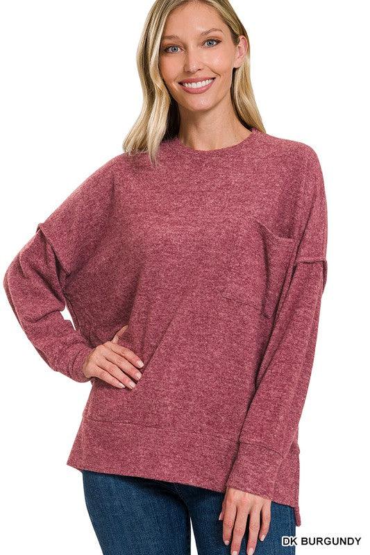 Brushed Melange Drop Shoulder Oversized Sweater - Azoroh