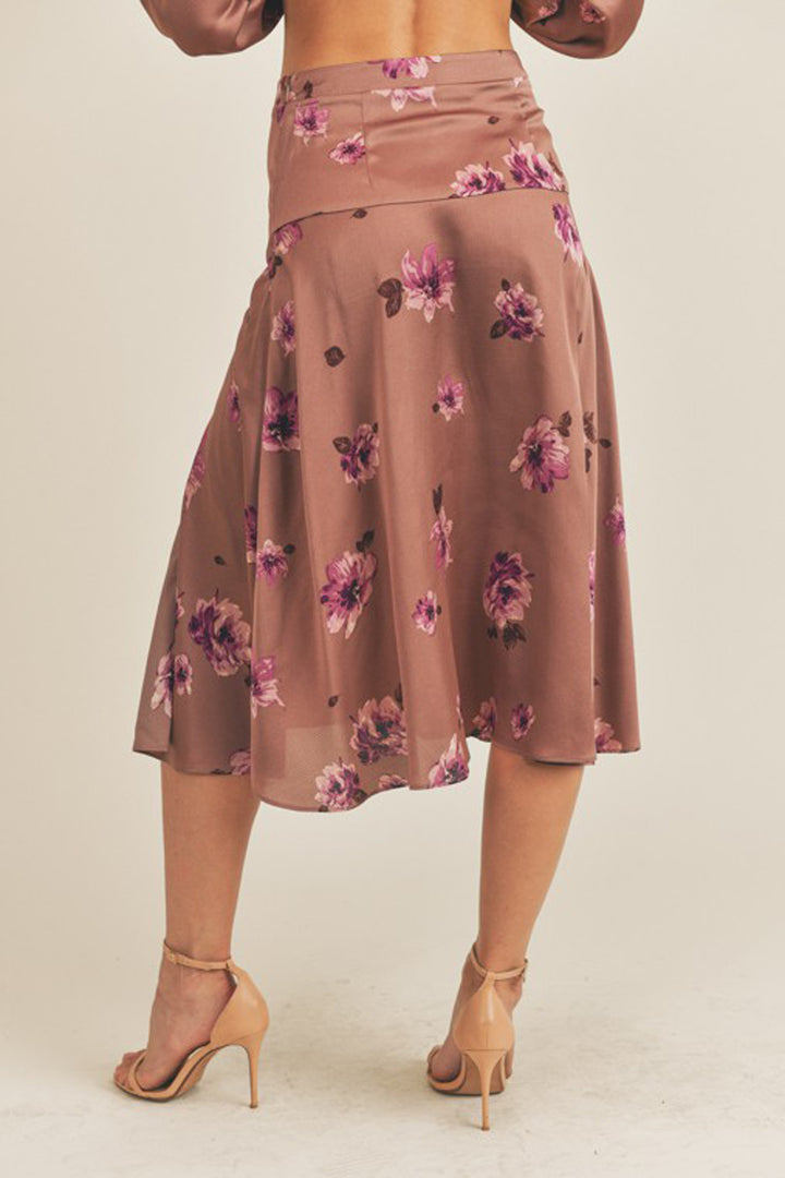 Side Slit Floral Print Skirt - Azoroh