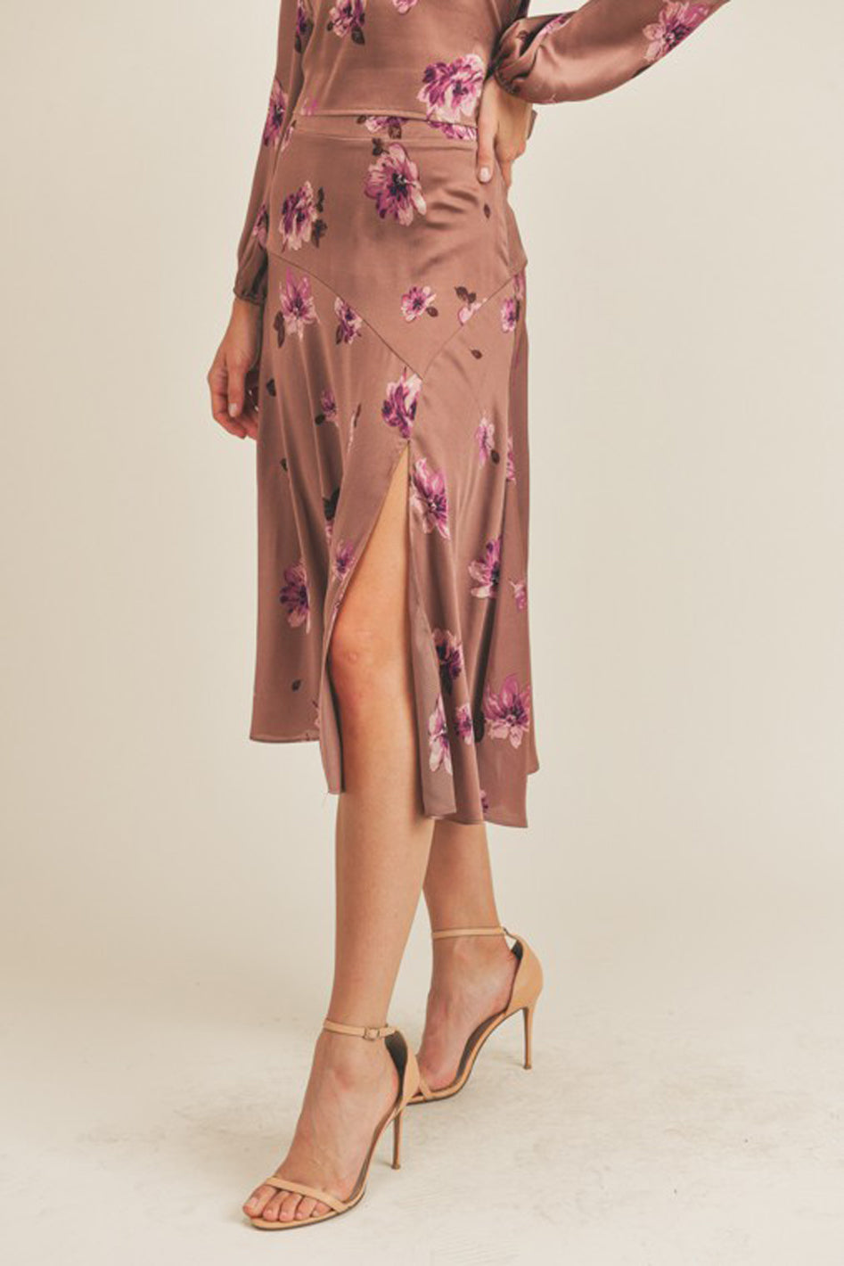 Side Slit Floral Print Skirt - Azoroh