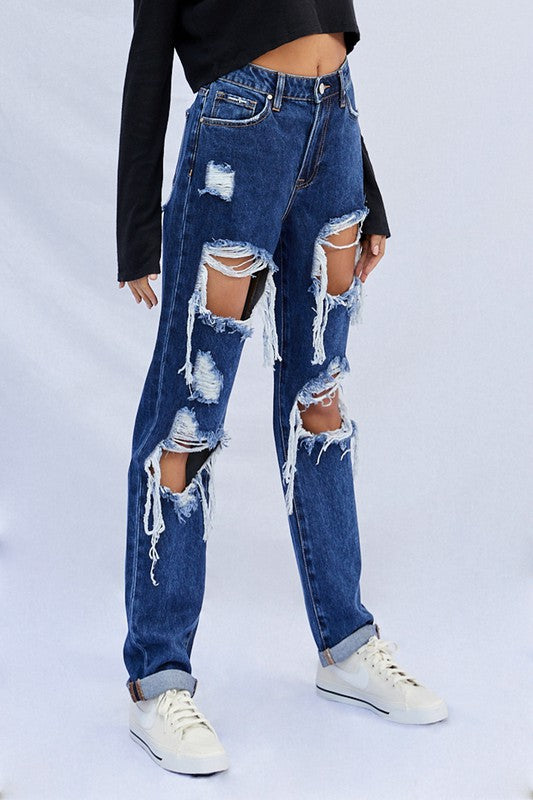 High Waist Ripped Baggy Jeans