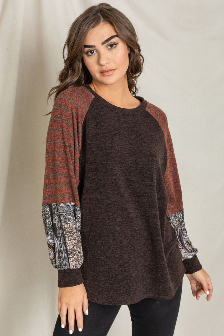 Terry Stripe Bishop Sleeve Tunic