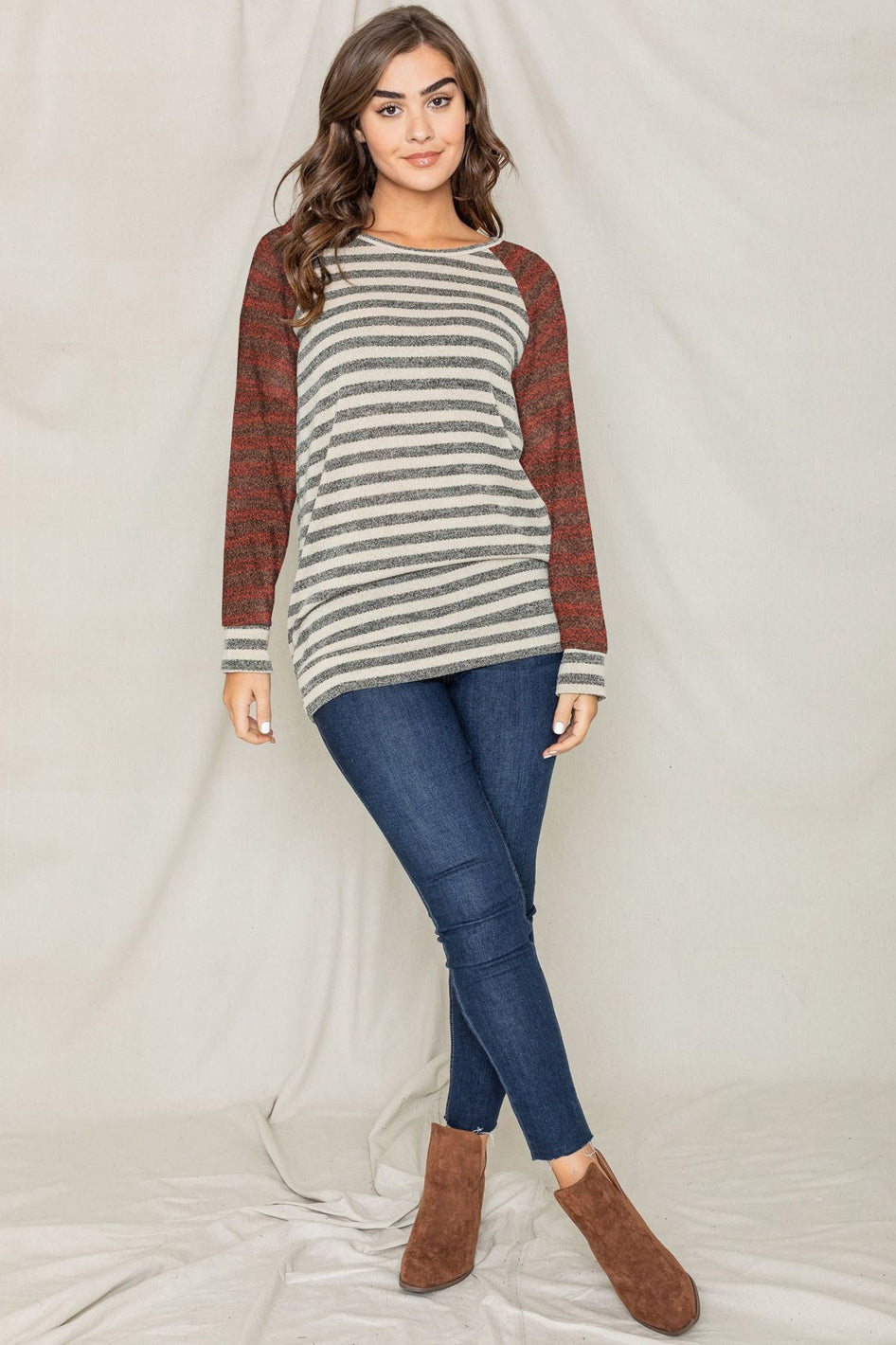 Two Tone Terry Stripe Tunic