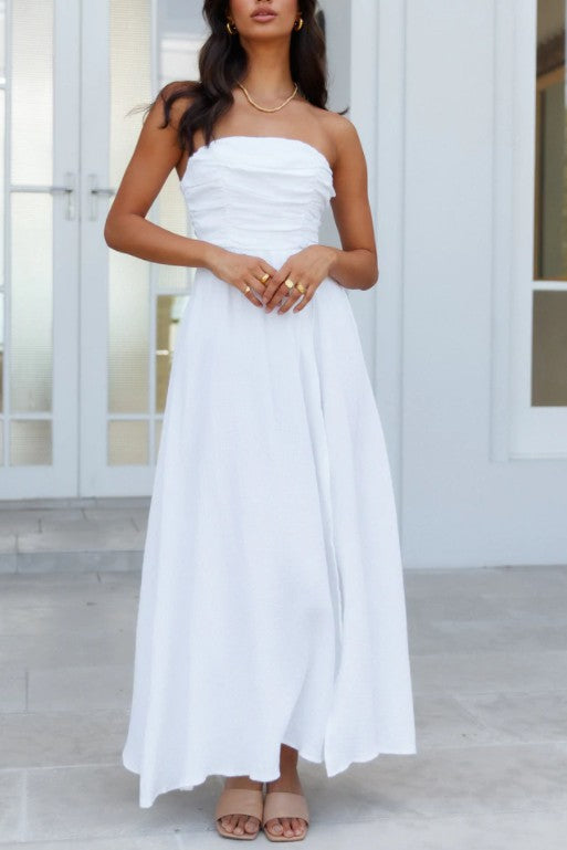 Ruched Off-Shoulder Maxi Dress