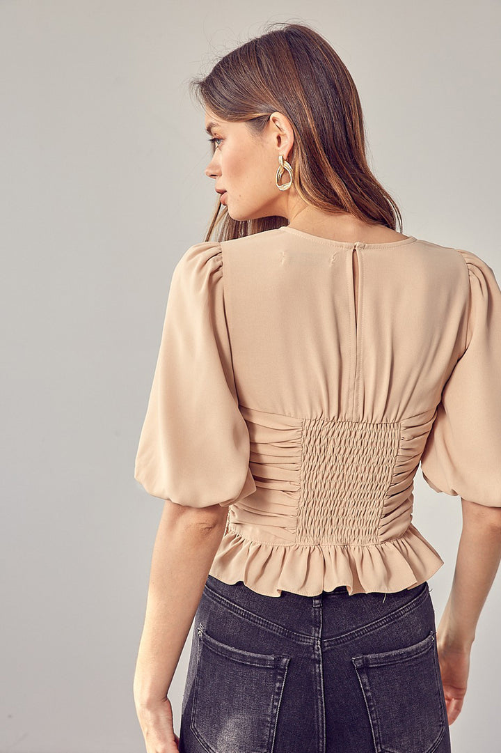 Puff Sleeve Cinched Top - Azoroh