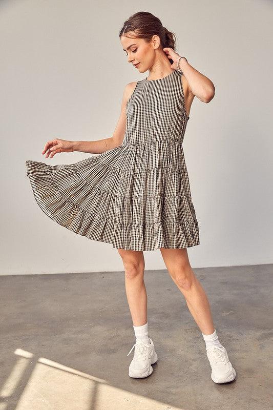 Gingham Tiered Dress - Azoroh