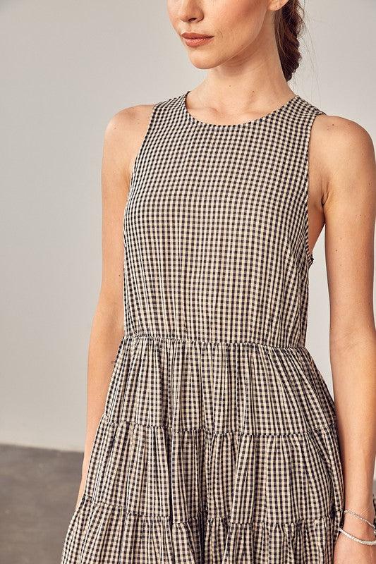 Gingham Tiered Dress - Azoroh