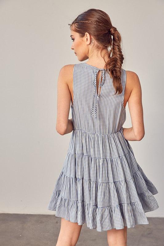 Gingham Tiered Dress - Azoroh