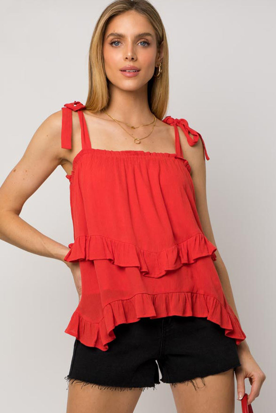 Sleeveless Asymmetrical Hem Line Tiered Top - Azoroh