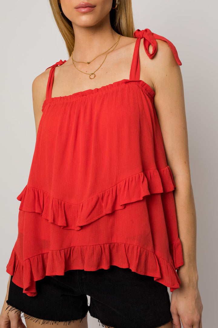 Sleeveless Asymmetrical Hem Line Tiered Top - Azoroh