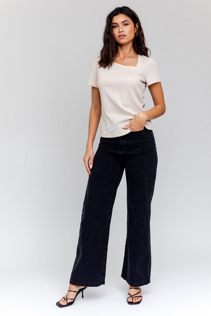 Short Sleeve Asymmetrical Top