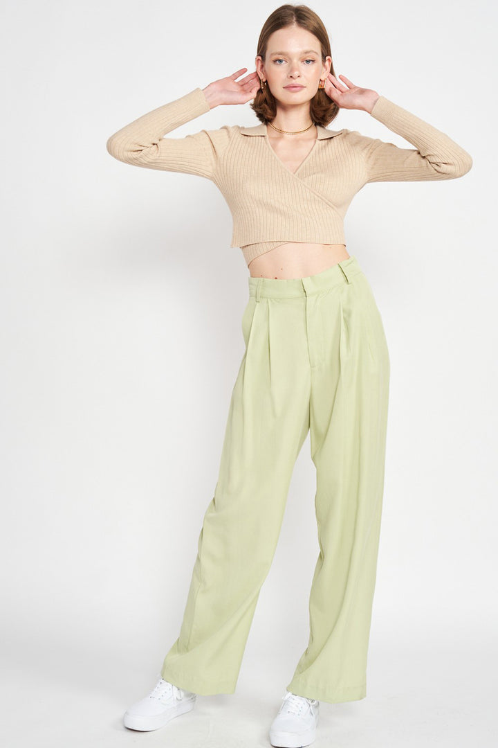 Long Sleeve Wrapped Crop Top - Azoroh