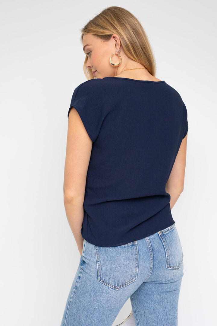 Short Sleeve Top With Twist Hem Detail - Azoroh