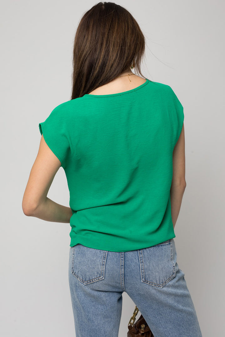 Short Sleeve Top With Twist Hem Detail - Azoroh