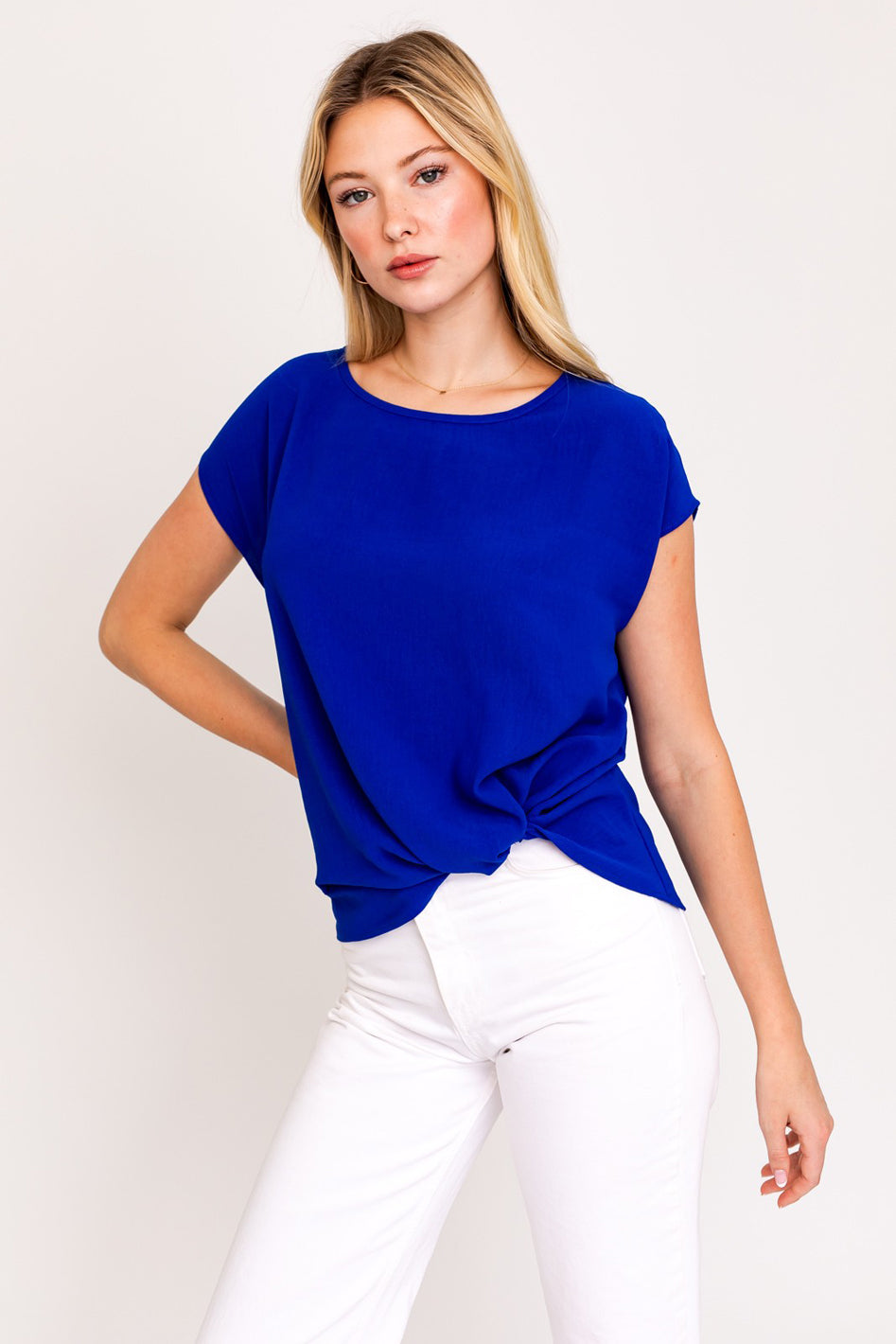 Short Sleeve Top With Twist Hem Detail - Azoroh