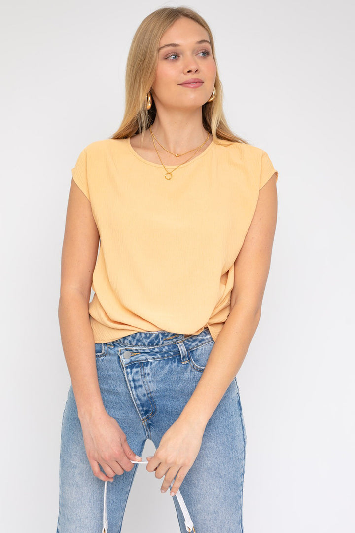 Short Sleeve Top With Twist Hem Detail - Azoroh