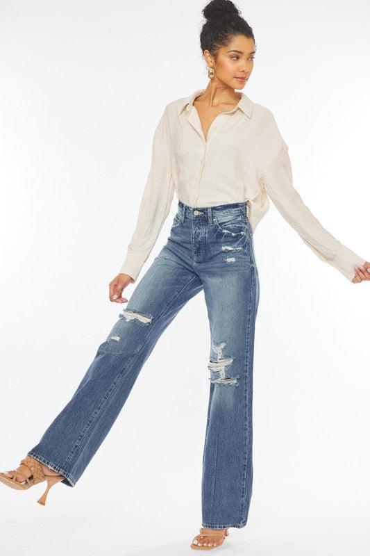 Ultra High-Rise Distressed 90s Flare - Azoroh