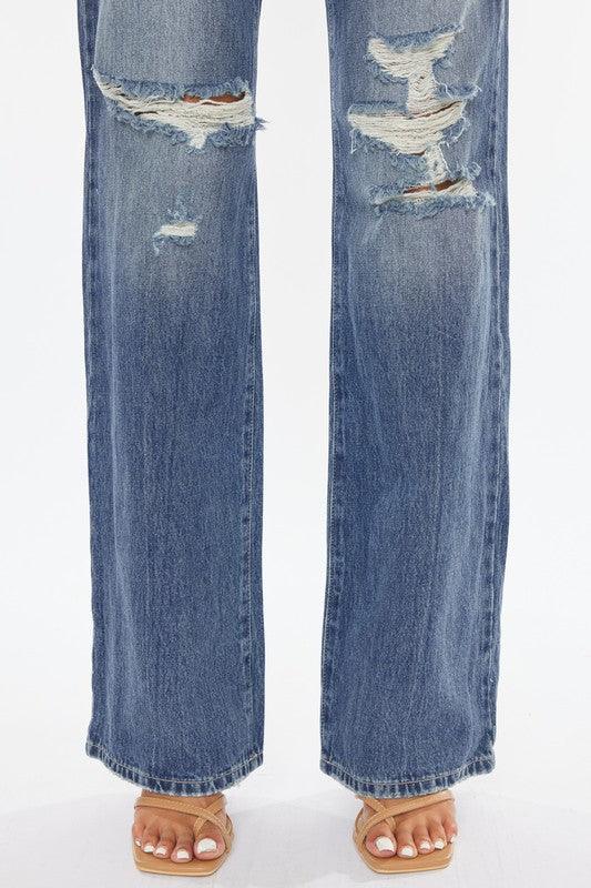 Ultra High-Rise Distressed 90s Flare - Azoroh