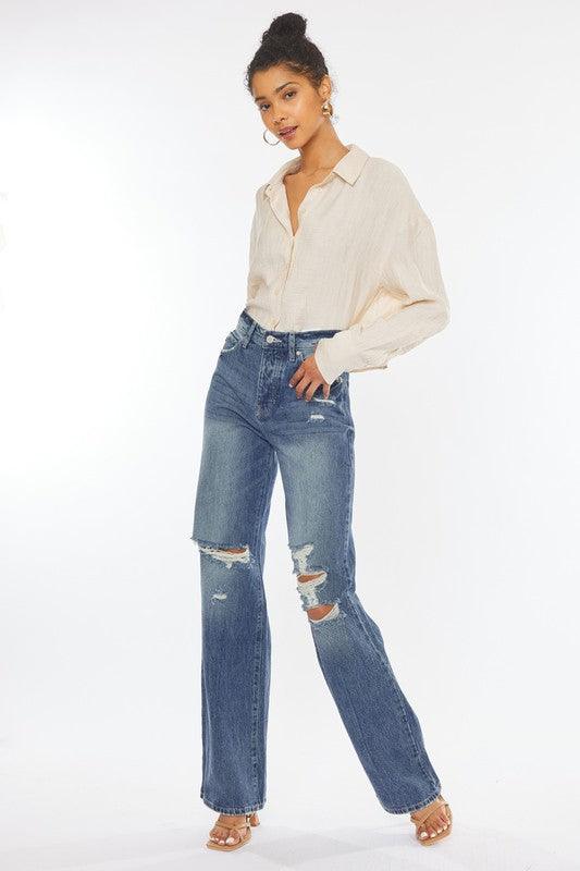 Ultra High-Rise Distressed 90s Flare - Azoroh