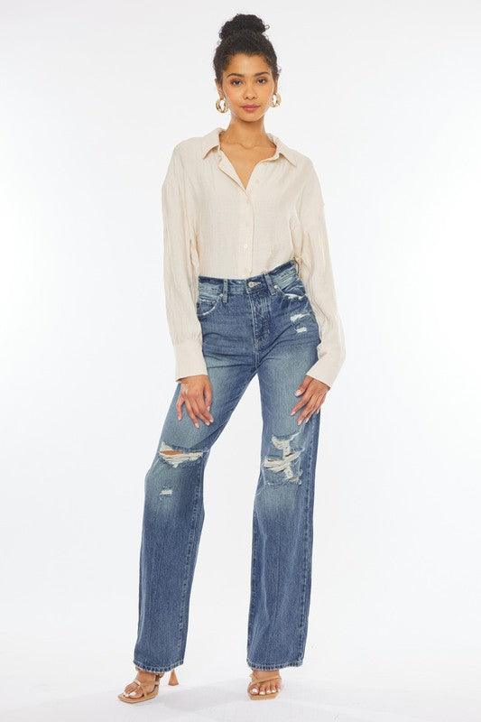 Ultra High-Rise Distressed 90s Flare - Azoroh
